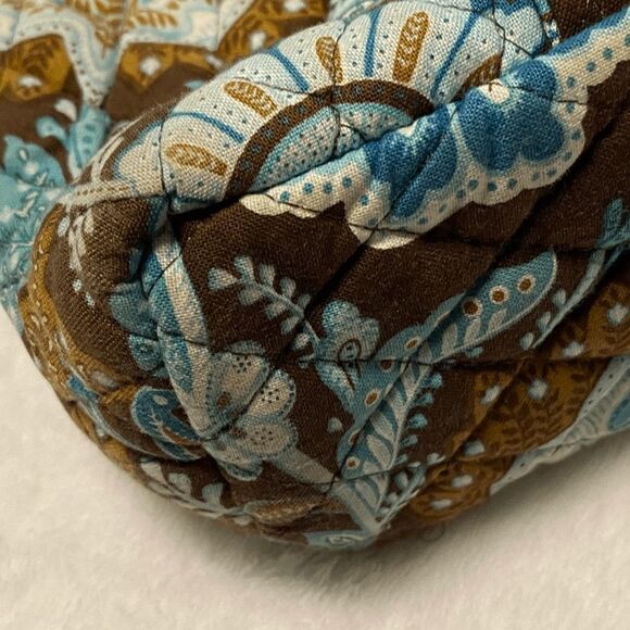 Vera Bradley Brown & Blue Floral Print Cloth Shoulder Bag / Handbag / Purse - Picture 4 of 10